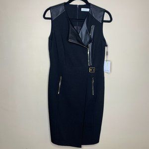 NWT CK Power Dress W/ Faux Leather & Gold